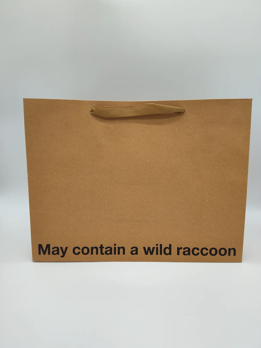 MILK TOAST “May Contain a Wild Raccoon” Large Funny Gift Bag Kraft Paper